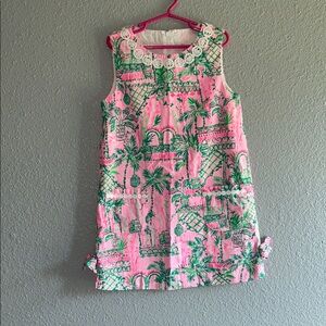 Lilly Pulitzer Pink & Green Tropical Print Shift Dress